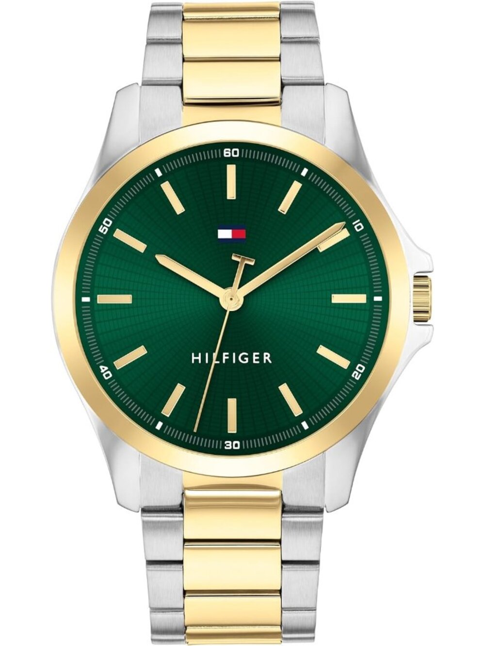 Men's Two Tone Green Stainless Steel Bracelet Modern and Stylish Quartz Watch